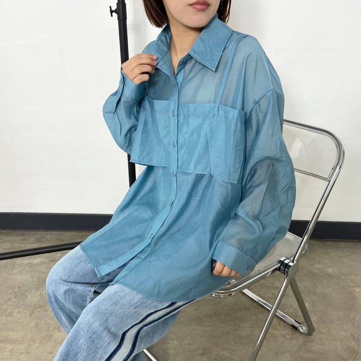 See through jacquard fringe shirt / シースルージャガード