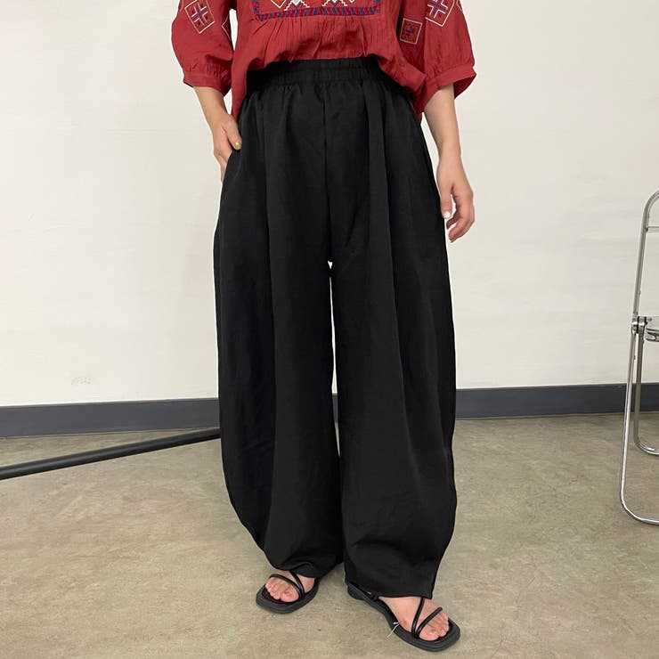 ブラック | ナイロン風カーブパンツ | non-hedge 