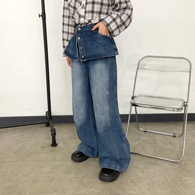 ラップ風レイヤーデニムワイドパンツ | non-hedge  | 詳細画像9 