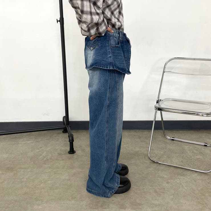 ラップ風レイヤーデニムワイドパンツ | non-hedge  | 詳細画像12 