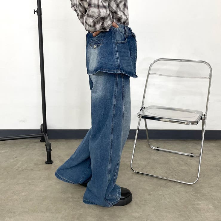 ラップ風レイヤーデニムワイドパンツ | non-hedge  | 詳細画像13 