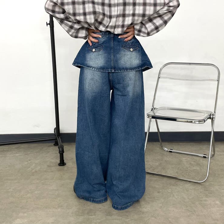 ラップ風レイヤーデニムワイドパンツ | non-hedge  | 詳細画像14 