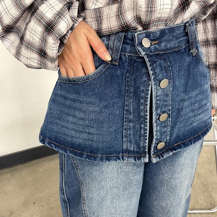 ラップ風レイヤーデニムワイドパンツ | non-hedge  | 詳細画像16 