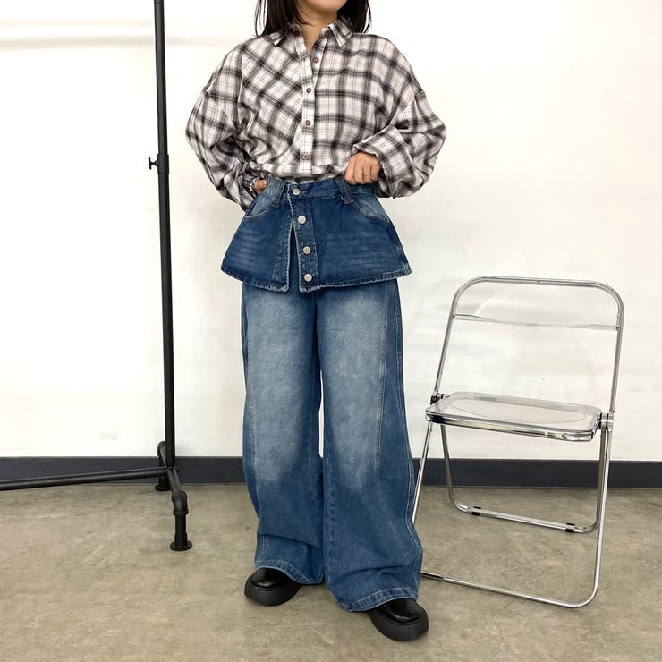ラップ風レイヤーデニムワイドパンツ | non-hedge  | 詳細画像24 