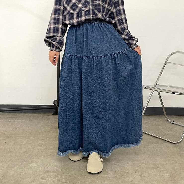 フリンジデニムティアードスカート | non-hedge  | 詳細画像12 