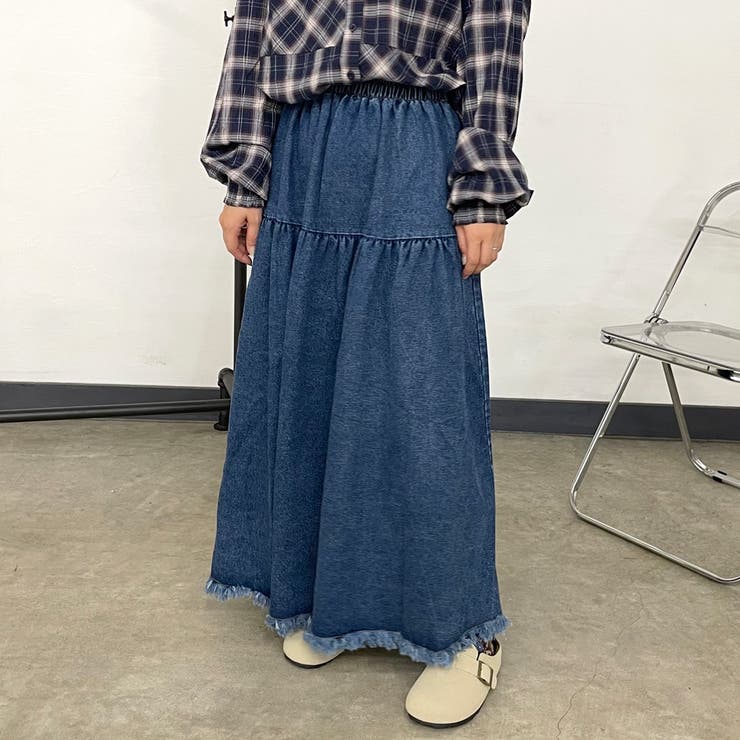 フリンジデニムティアードスカート | non-hedge  | 詳細画像13 