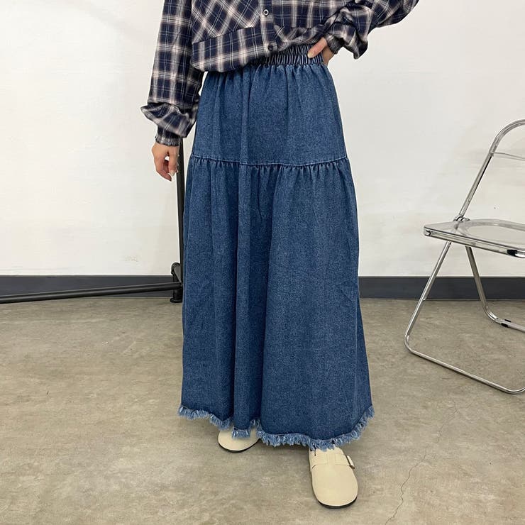 フリンジデニムティアードスカート | non-hedge  | 詳細画像14 