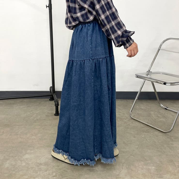 フリンジデニムティアードスカート | non-hedge  | 詳細画像15 