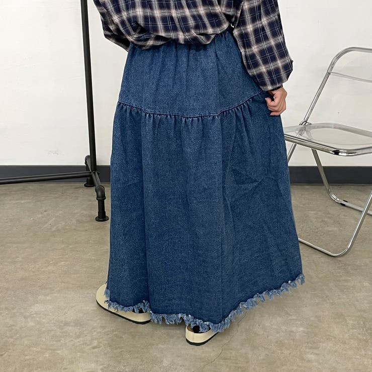 フリンジデニムティアードスカート | non-hedge  | 詳細画像16 