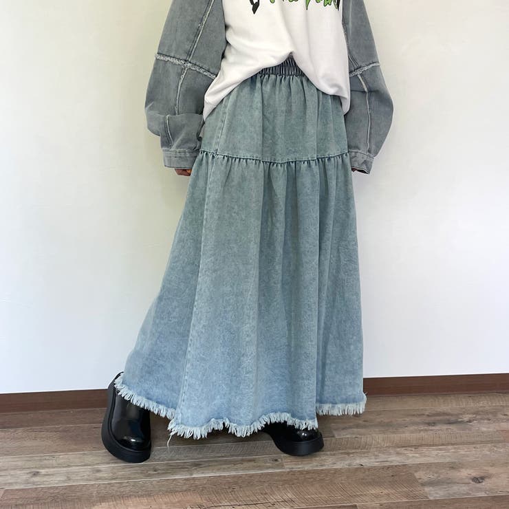 フリンジデニムティアードスカート | non-hedge  | 詳細画像1 