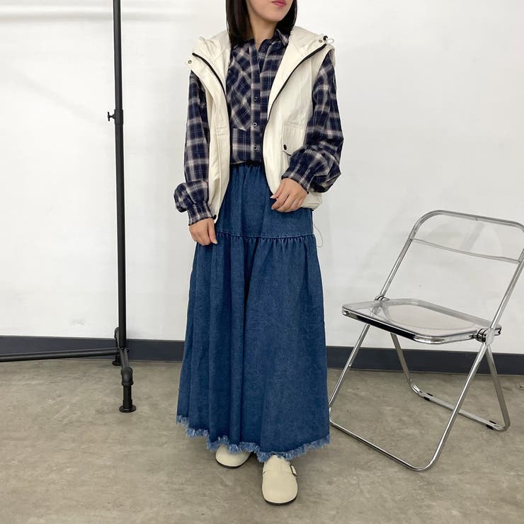 フリンジデニムティアードスカート | non-hedge  | 詳細画像17 