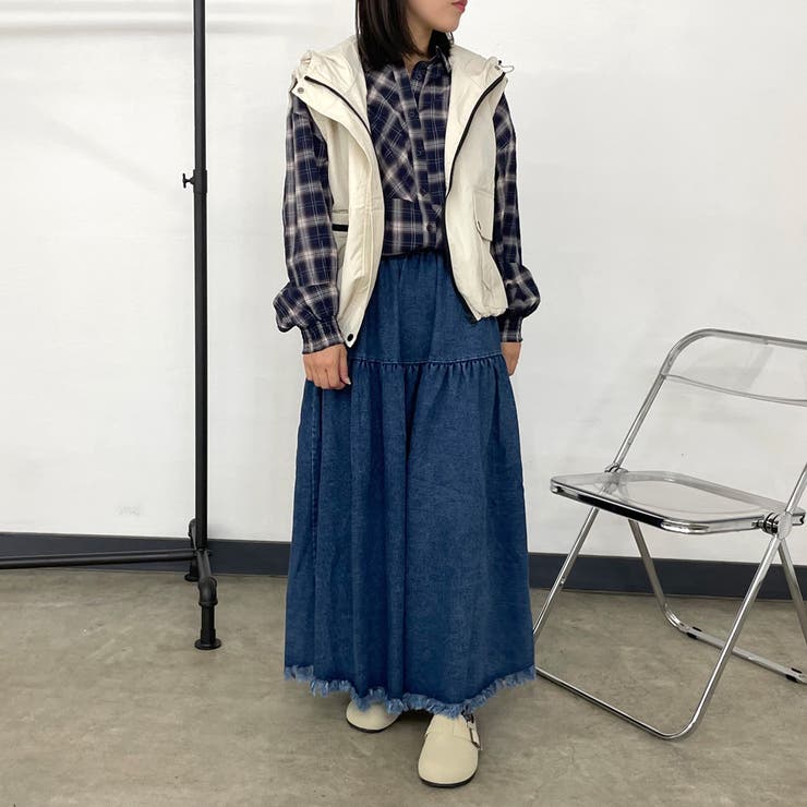 フリンジデニムティアードスカート | non-hedge  | 詳細画像18 