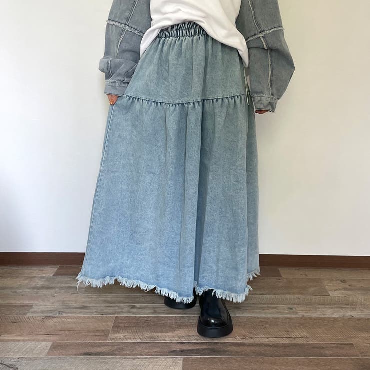 フリンジデニムティアードスカート | non-hedge  | 詳細画像2 