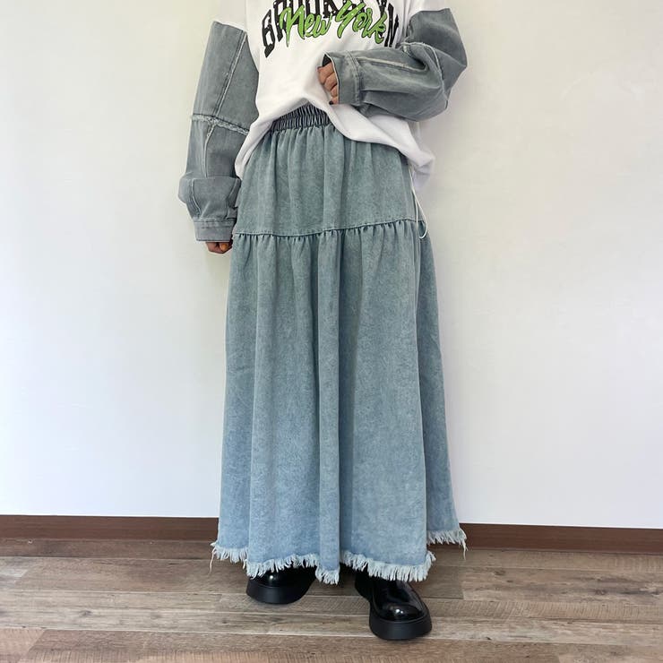 フリンジデニムティアードスカート | non-hedge  | 詳細画像3 