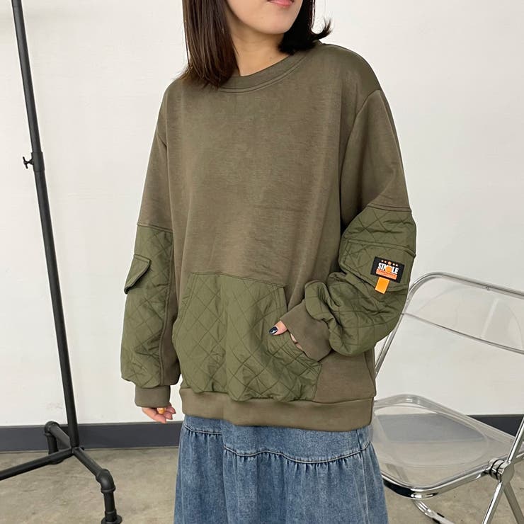 カーキ | キルト切替プルオーバー | non-hedge 