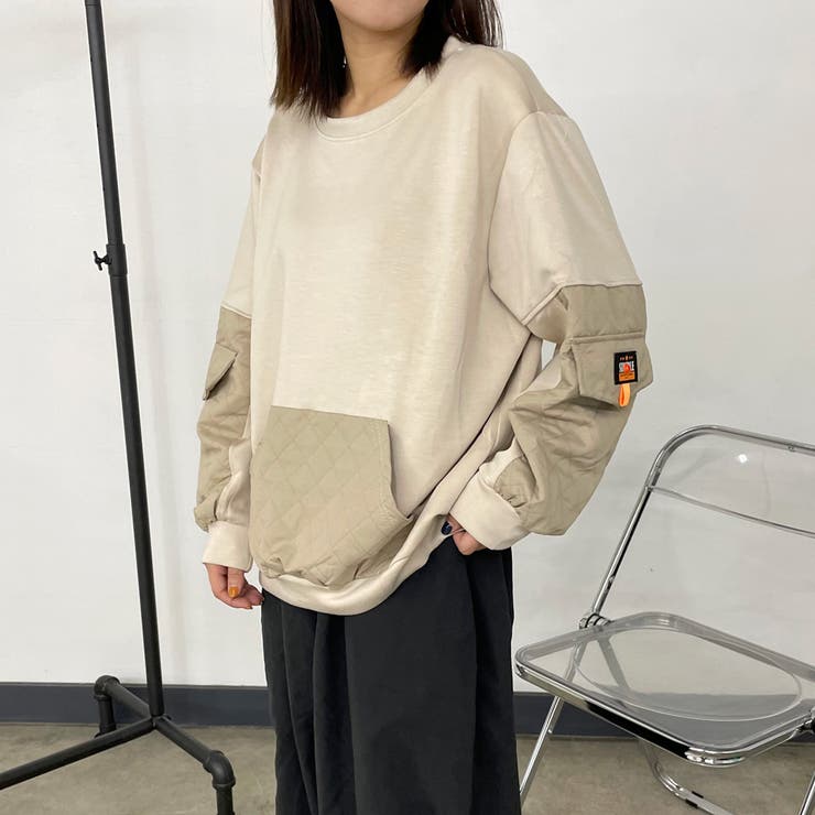 ベージュ | キルト切替プルオーバー | non-hedge 