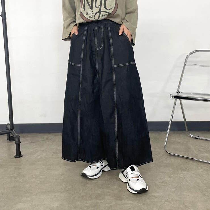 ブラック | ステッチデニムスカート | non-hedge 