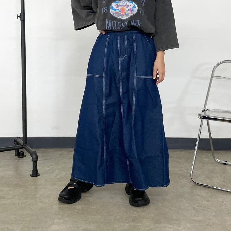 ブルー | ステッチデニムスカート | non-hedge 