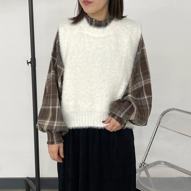 オフホワイト | シャギークルーベスト | non-hedge 