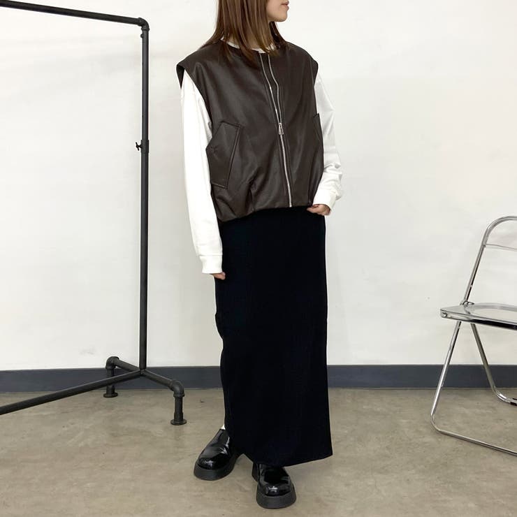 ノーカラー合成皮革ベスト | non-hedge  | 詳細画像26 