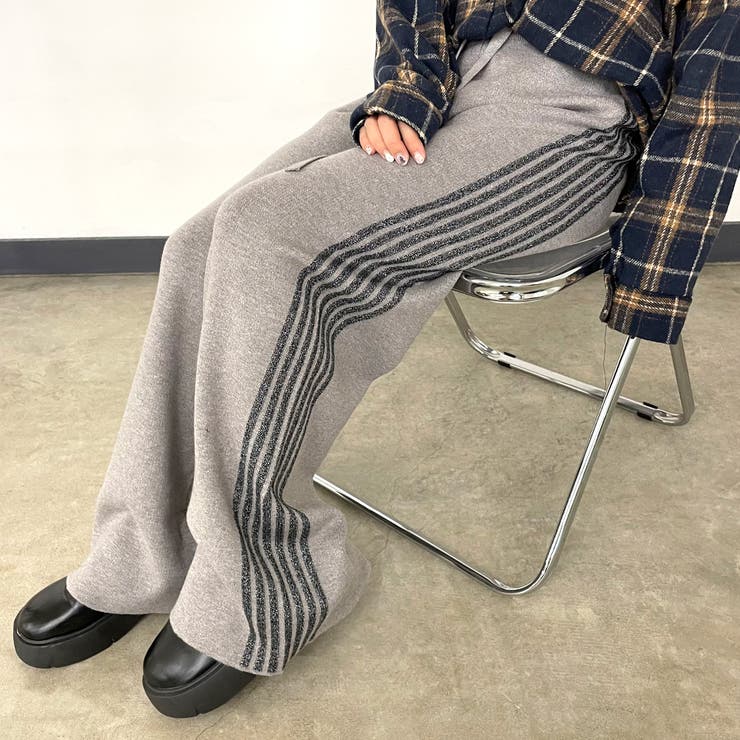 グレー | ラインニットワイドパンツ | non-hedge 