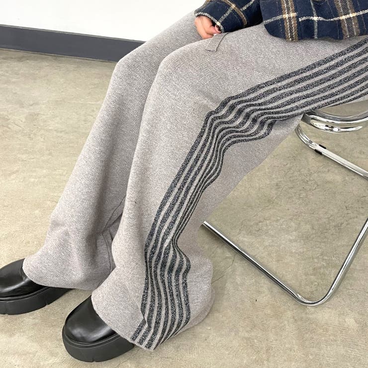 ラインニットワイドパンツ | non-hedge  | 詳細画像1 