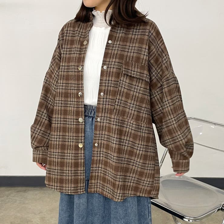 ブラウン | チェックビッグシャツ | non-hedge 