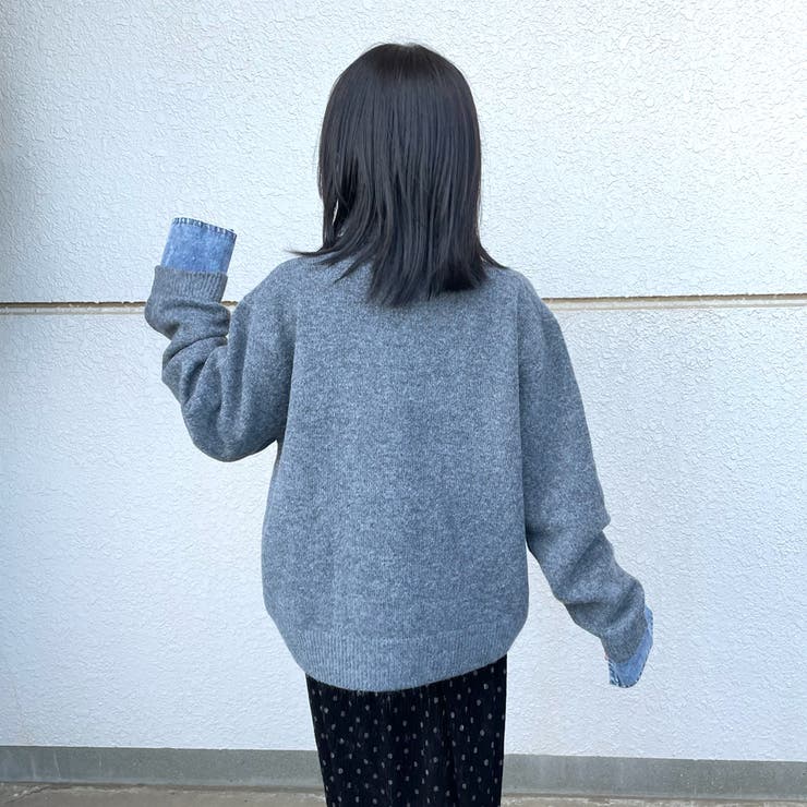 襟付きデニム切替ニットカーディガン | non-hedge  | 詳細画像10 