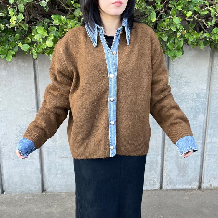 襟付きデニム切替ニットカーディガン | non-hedge  | 詳細画像18 