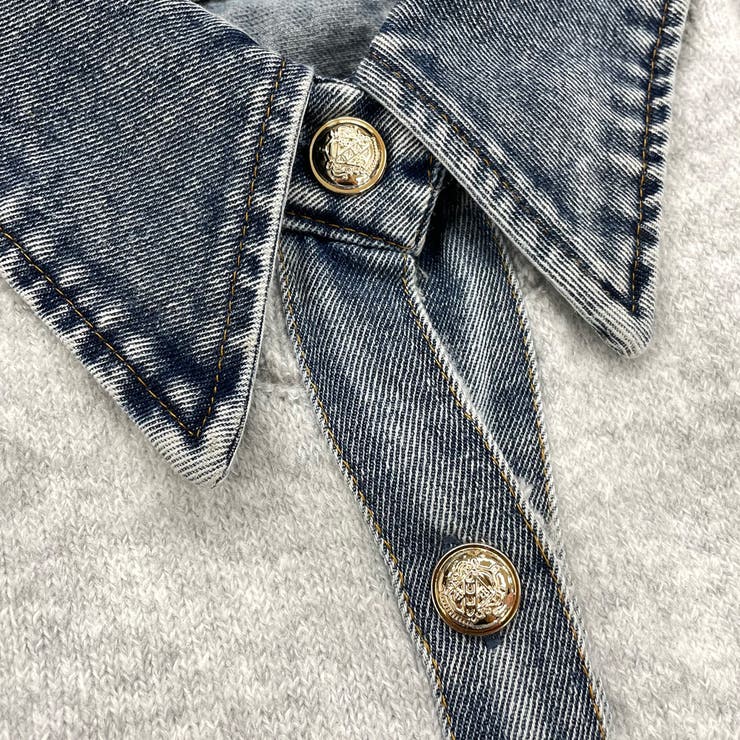 襟付きデニム切替ニットカーディガン | non-hedge  | 詳細画像35 