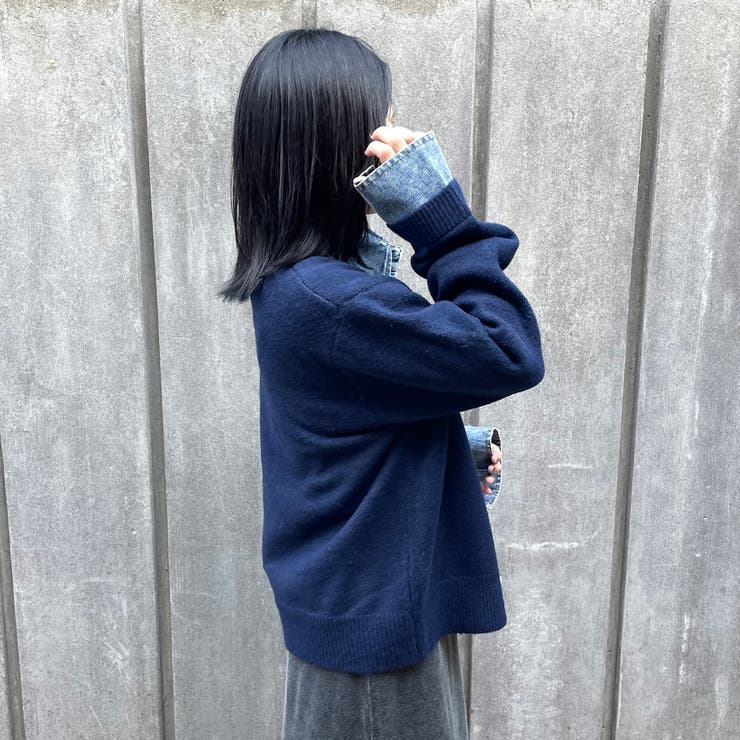 襟付きデニム切替ニットカーディガン | non-hedge  | 詳細画像41 