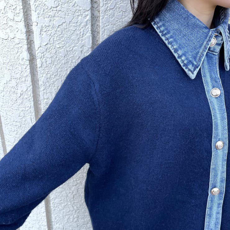 襟付きデニム切替ニットカーディガン | non-hedge  | 詳細画像46 