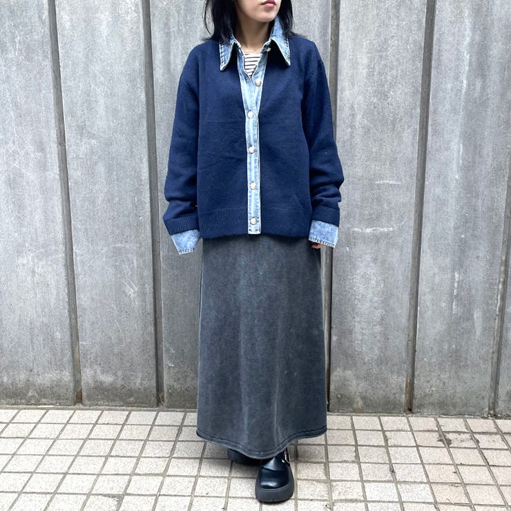 襟付きデニム切替ニットカーディガン | non-hedge  | 詳細画像50 