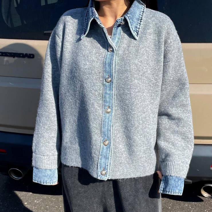 襟付きデニム切替ニットカーディガン | non-hedge  | 詳細画像56 