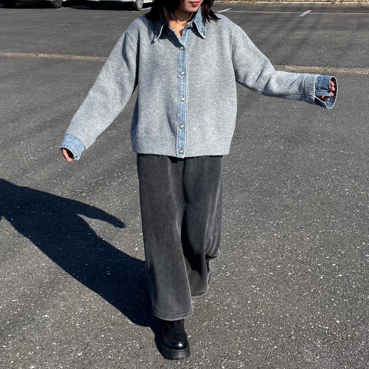 襟付きデニム切替ニットカーディガン | non-hedge  | 詳細画像59 