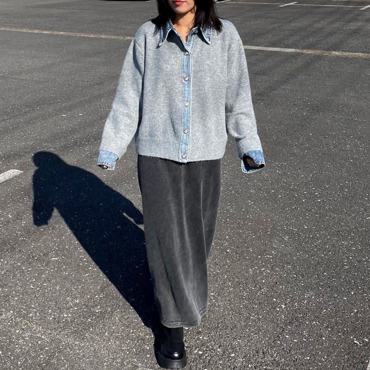 襟付きデニム切替ニットカーディガン | non-hedge  | 詳細画像60 