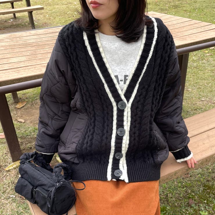 キルト切替ケーブルカーディガン | non-hedge  | 詳細画像10 