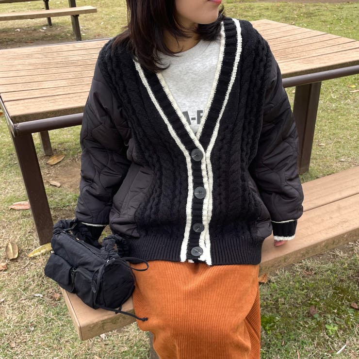 キルト切替ケーブルカーディガン | non-hedge  | 詳細画像12 