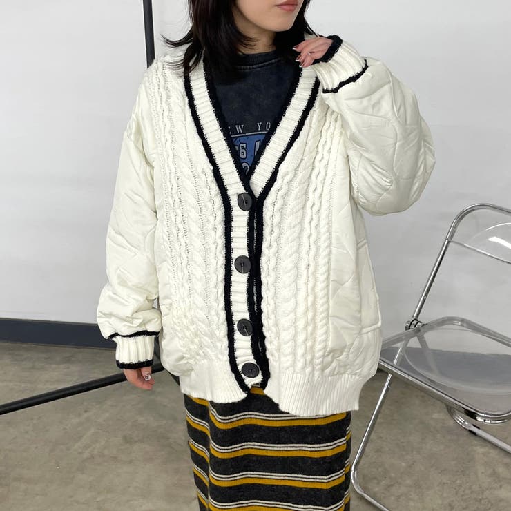 キルト切替ケーブルカーディガン | non-hedge  | 詳細画像18 