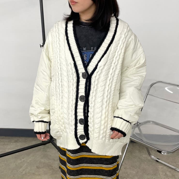 キルト切替ケーブルカーディガン | non-hedge  | 詳細画像19 