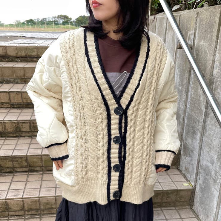 キルト切替ケーブルカーディガン | non-hedge  | 詳細画像2 