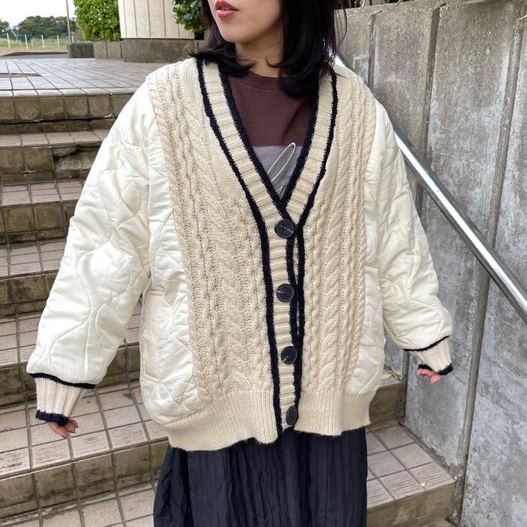 キルト切替ケーブルカーディガン | non-hedge  | 詳細画像3 