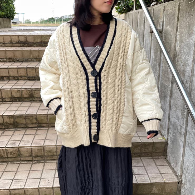 キルト切替ケーブルカーディガン | non-hedge  | 詳細画像4 