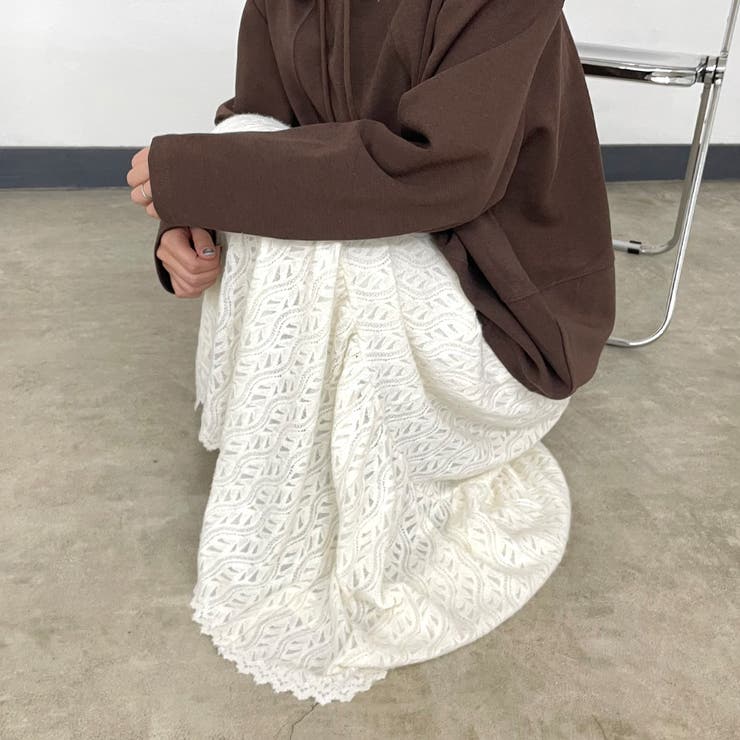 アイボリー | 起毛レースティアードスカート | non-hedge 