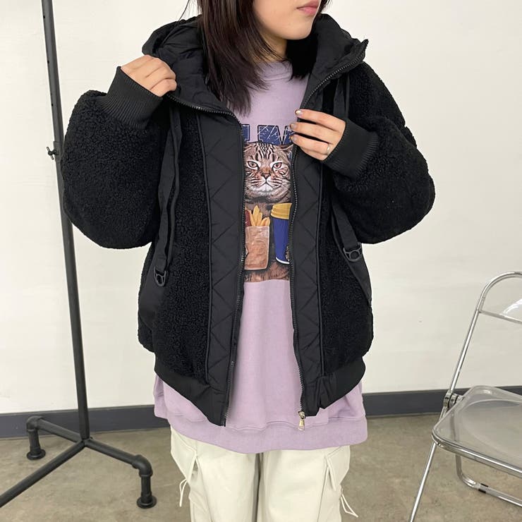 キルト切替ボアフードブルゾン | non-hedge  | 詳細画像9 