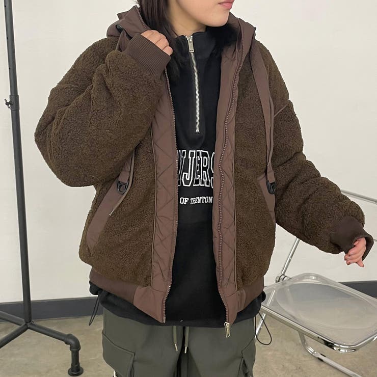 キルト切替ボアフードブルゾン | non-hedge  | 詳細画像3 