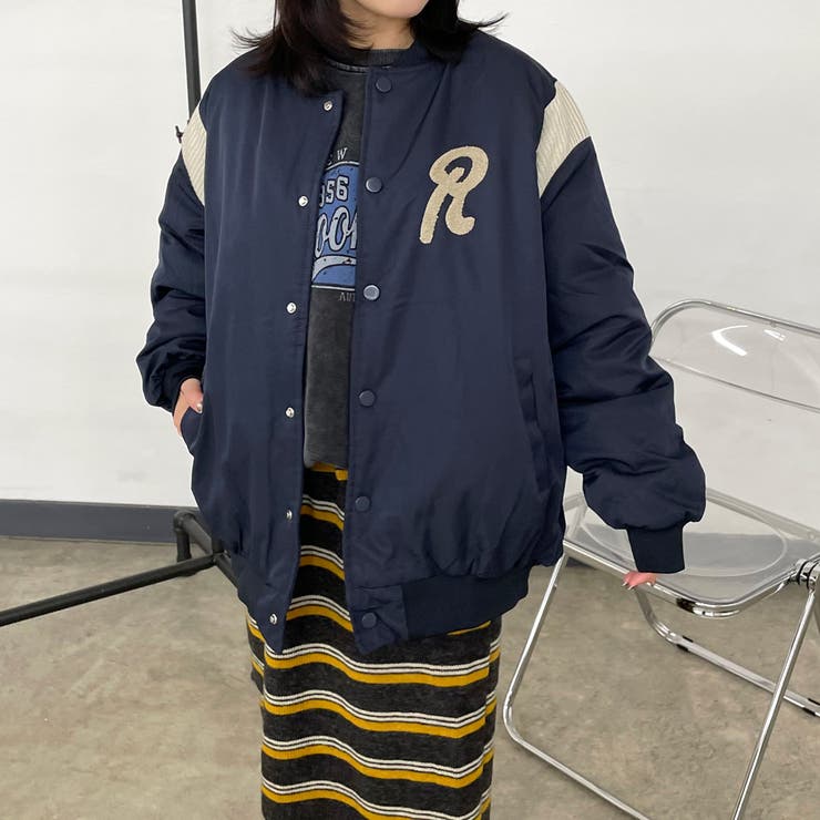 ネイビー | ニット切替バックロゴブルゾン | non-hedge 