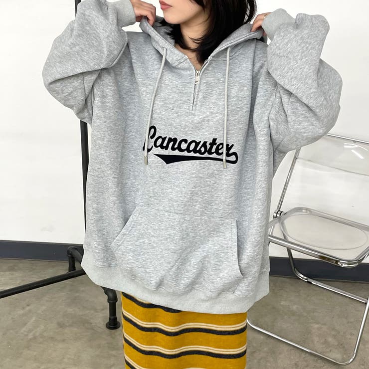 グレー | ハーフZIPロゴパーカー | non-hedge 