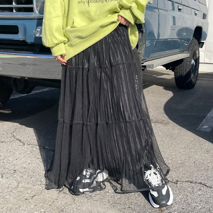 ブラック | チュールラメプリーツスカート | non-hedge 
