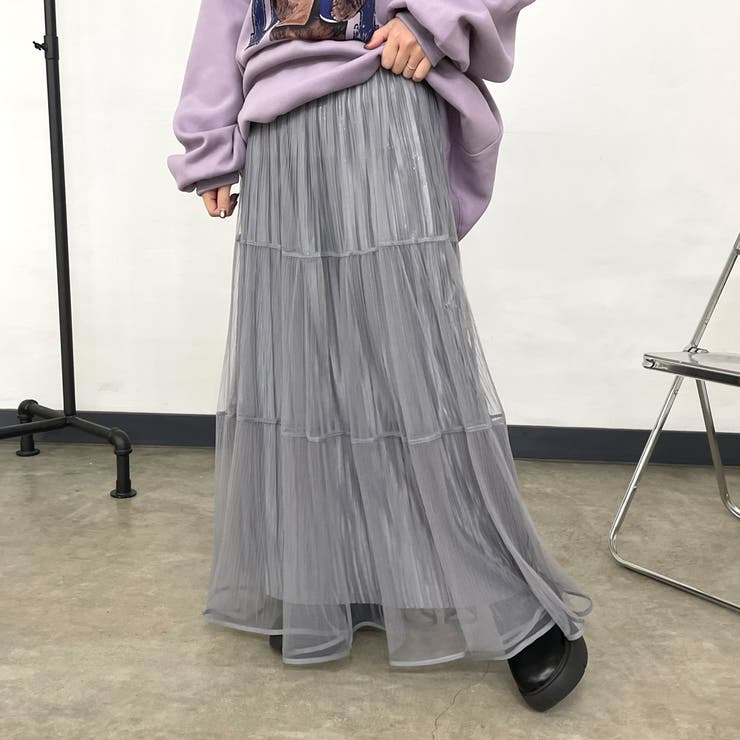 グレー | チュールラメプリーツスカート | non-hedge 